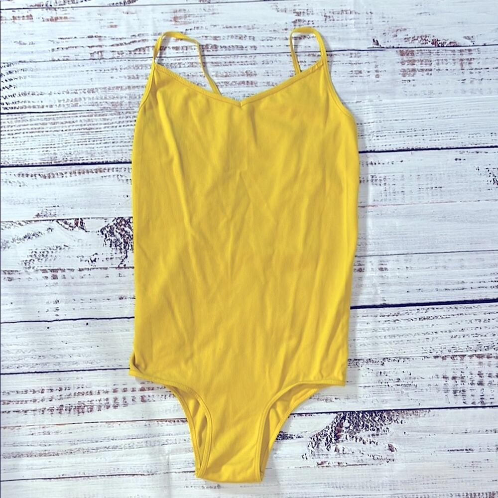 Free people Yellow Spaghetti Strap Bodysuit size M/L